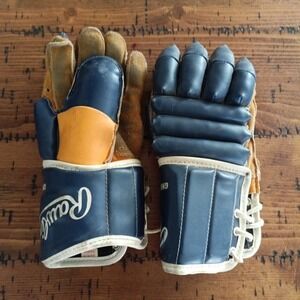 VINTAGE Pair Rawlings GNHL 111 St Louis Blues Yellow Pro Hockey Gloves
